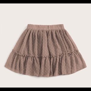 Swiss Dot Flocked A-Line Skater Skirt Mocha EUC